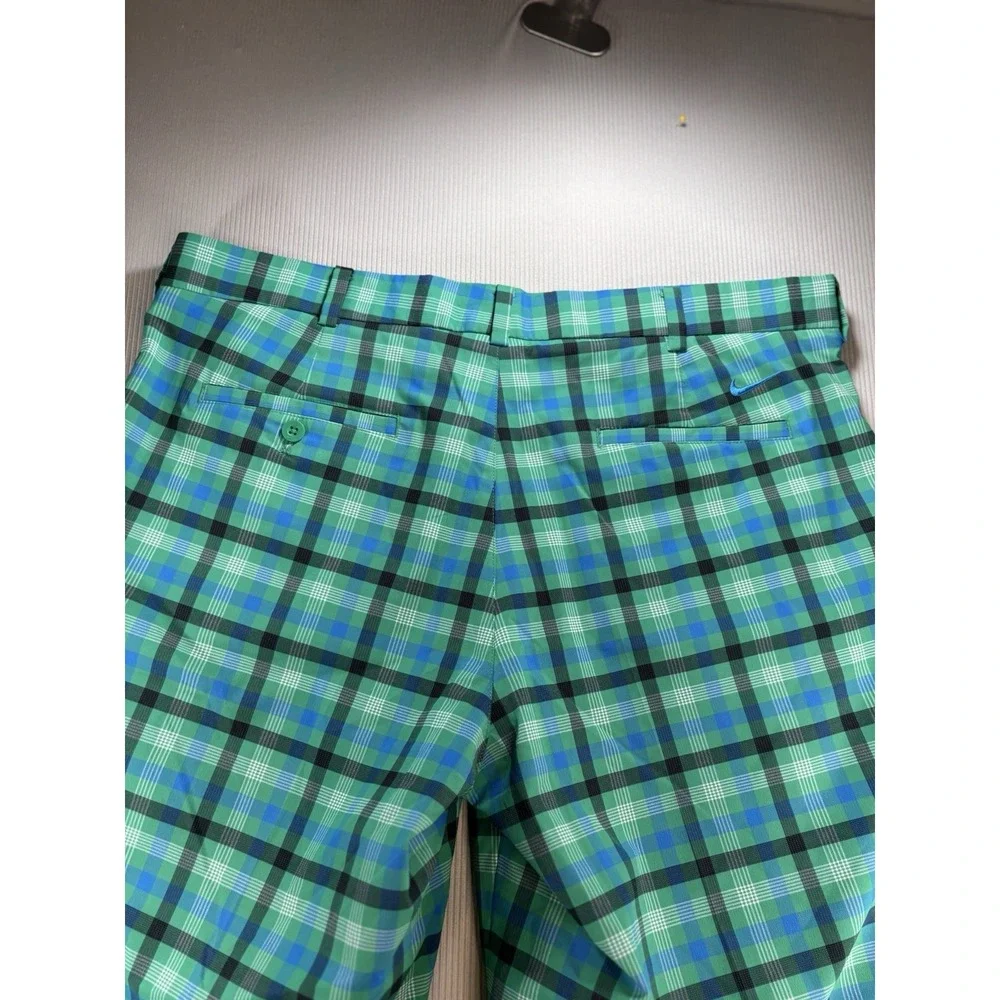 Nike Dri-Fit Standard‎ Fit Lightweight Golf Shorts Mens Size 38 Green Blue Plaid